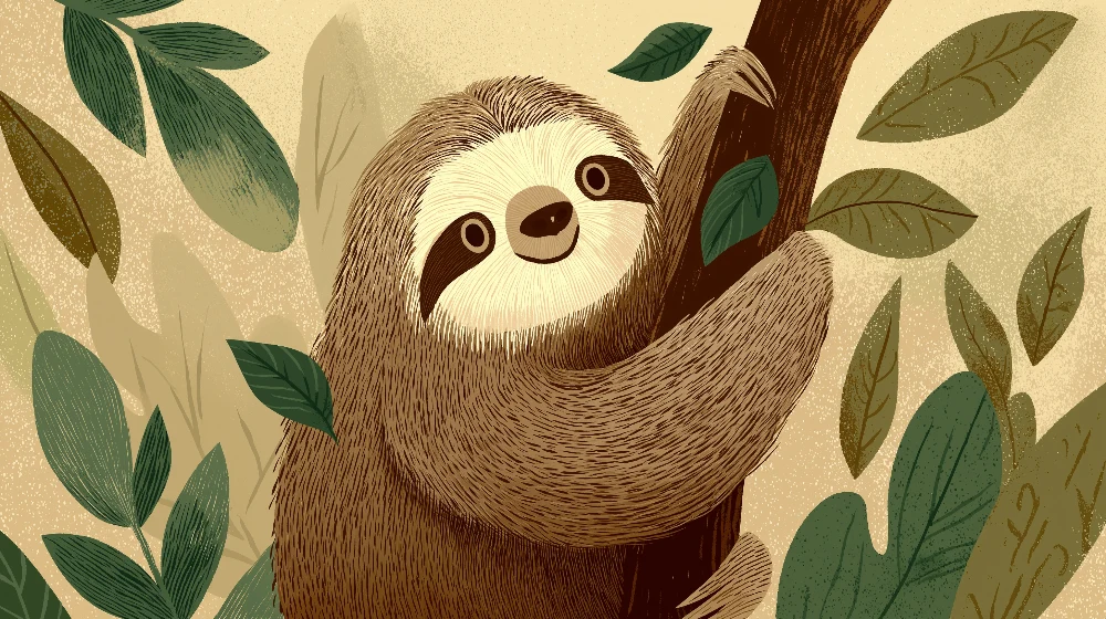 Papel de parede crianç | Preguiç adorável na selva