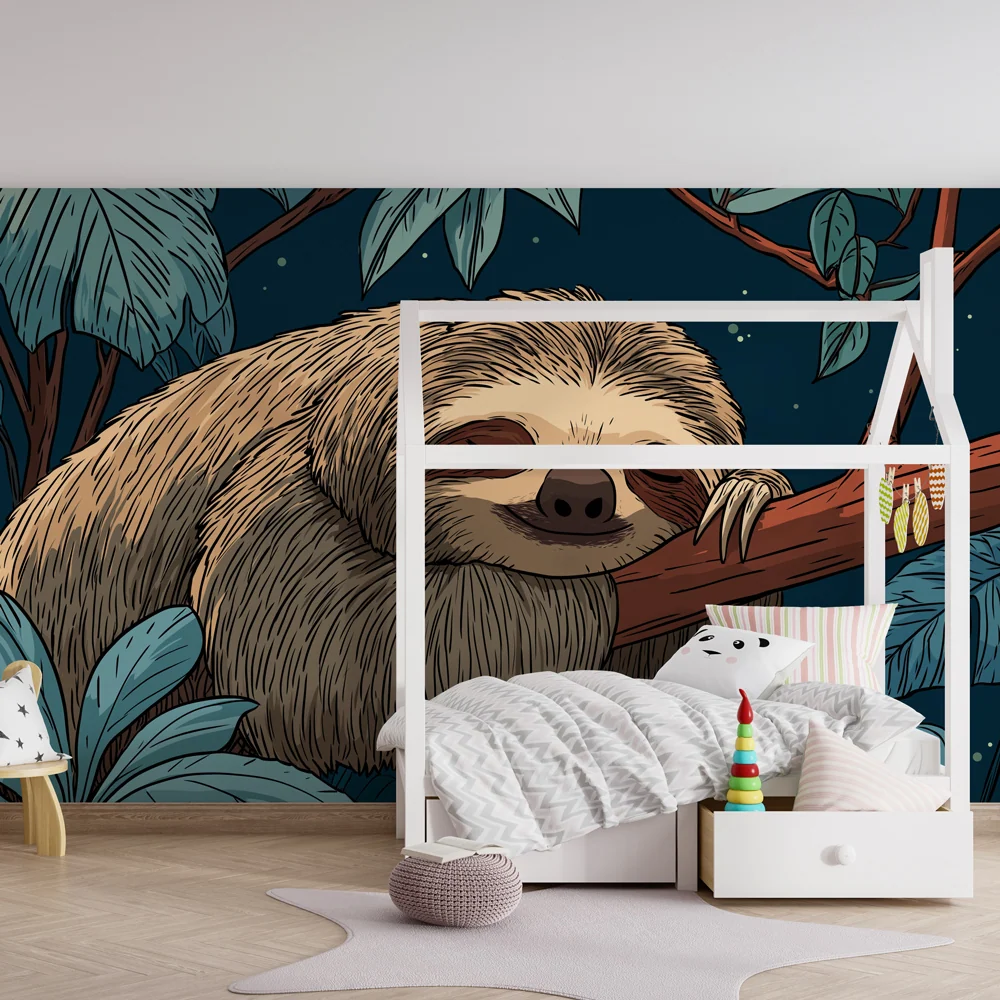 Papel de parede crianç | Preguiçoso sonhador na selva