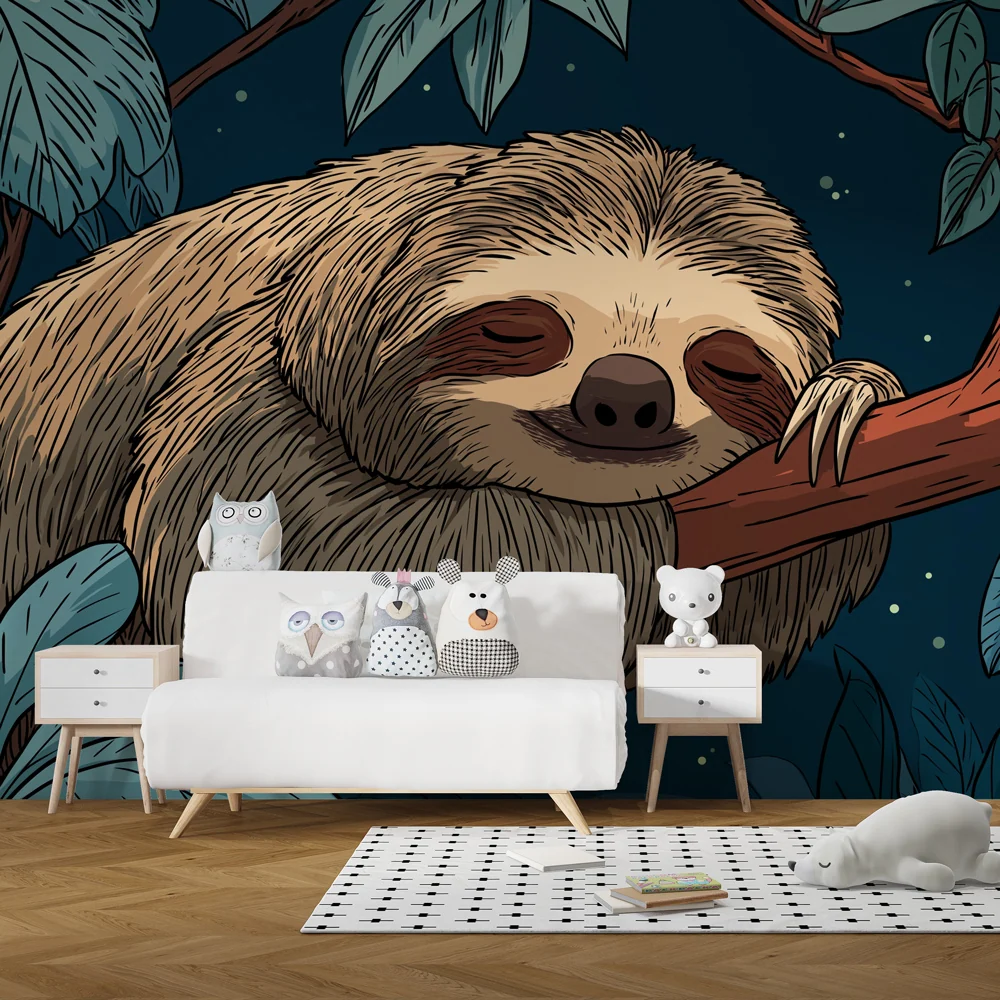 Papel de parede crianç | Preguiçoso sonhador na selva