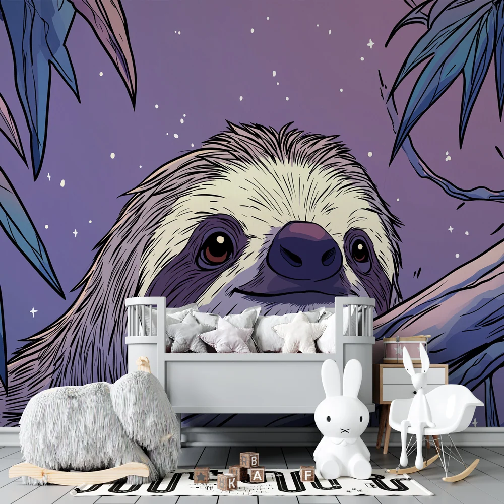 Papel de parede crianç | Preguiçosos na selva estrelada