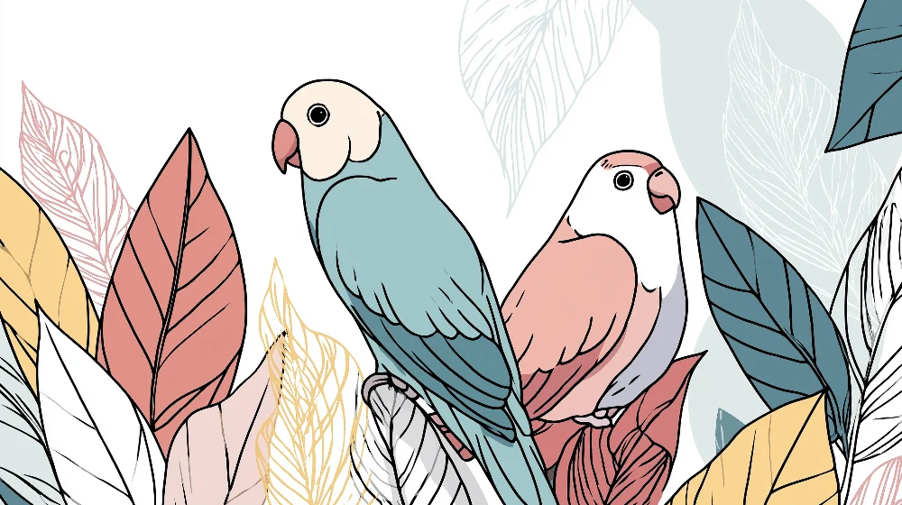 Papel de parede crianç | Pássaros coloridos no meio das folhas
