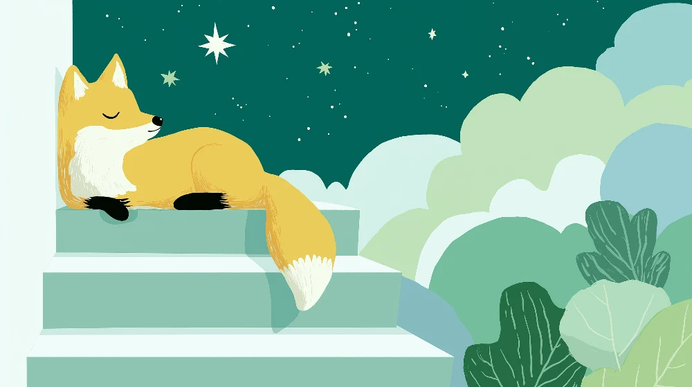 Papel de parede crianç | Raposa adormecida sob as estrelas