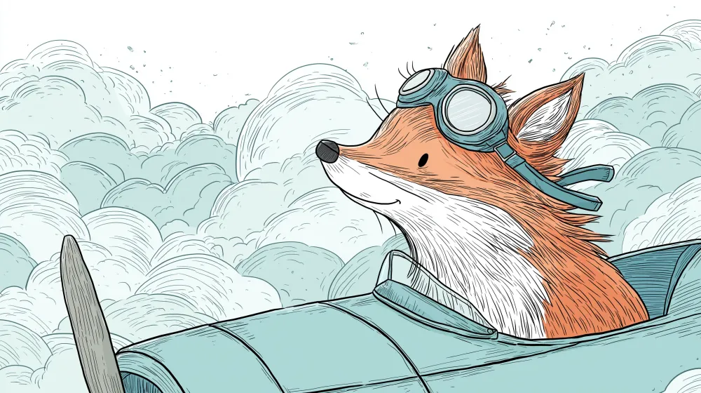 Papel de parede crianç | Raposa aventureira nas nuvens