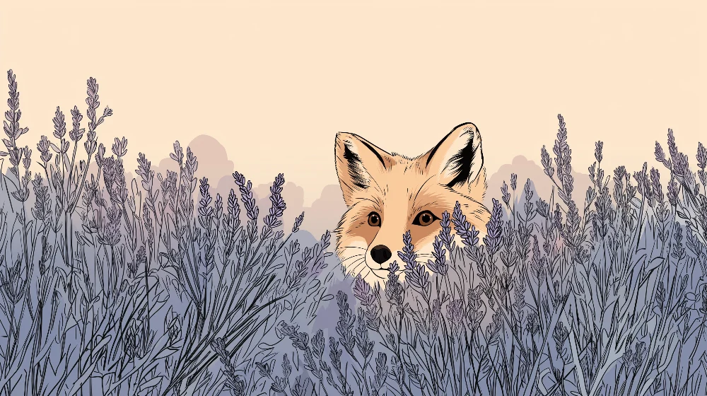 Papel de parede crianç | Raposa curiosa entre as lavandas