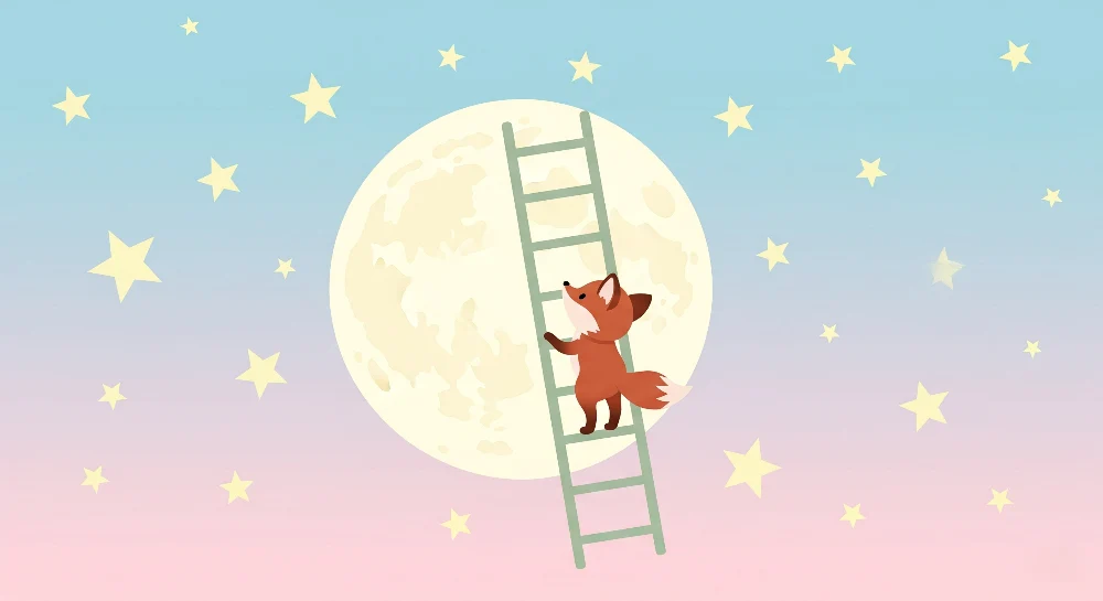 Papel de parede crianç | Raposa exploradora em um céu estrelado