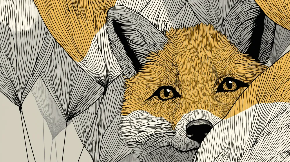 Papel de parede crianç | Raposa e folhas modernas
