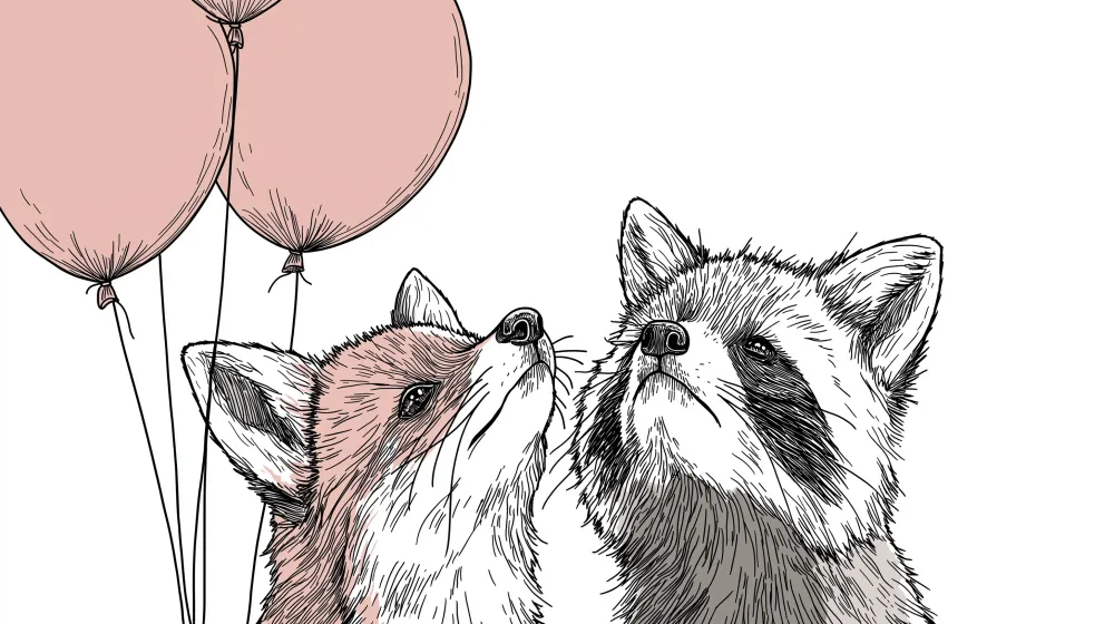 Papel de parede crianç | Raposa e guaxinim festivos