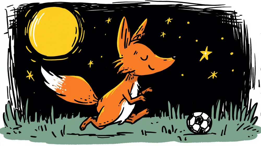 Papel de parede crianç | Raposa jogador de futebol sob um céu estrelado