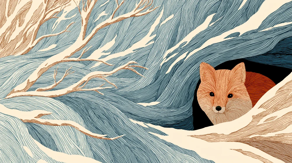Papel de parede crianç | Raposa em uma paisagem de inverno