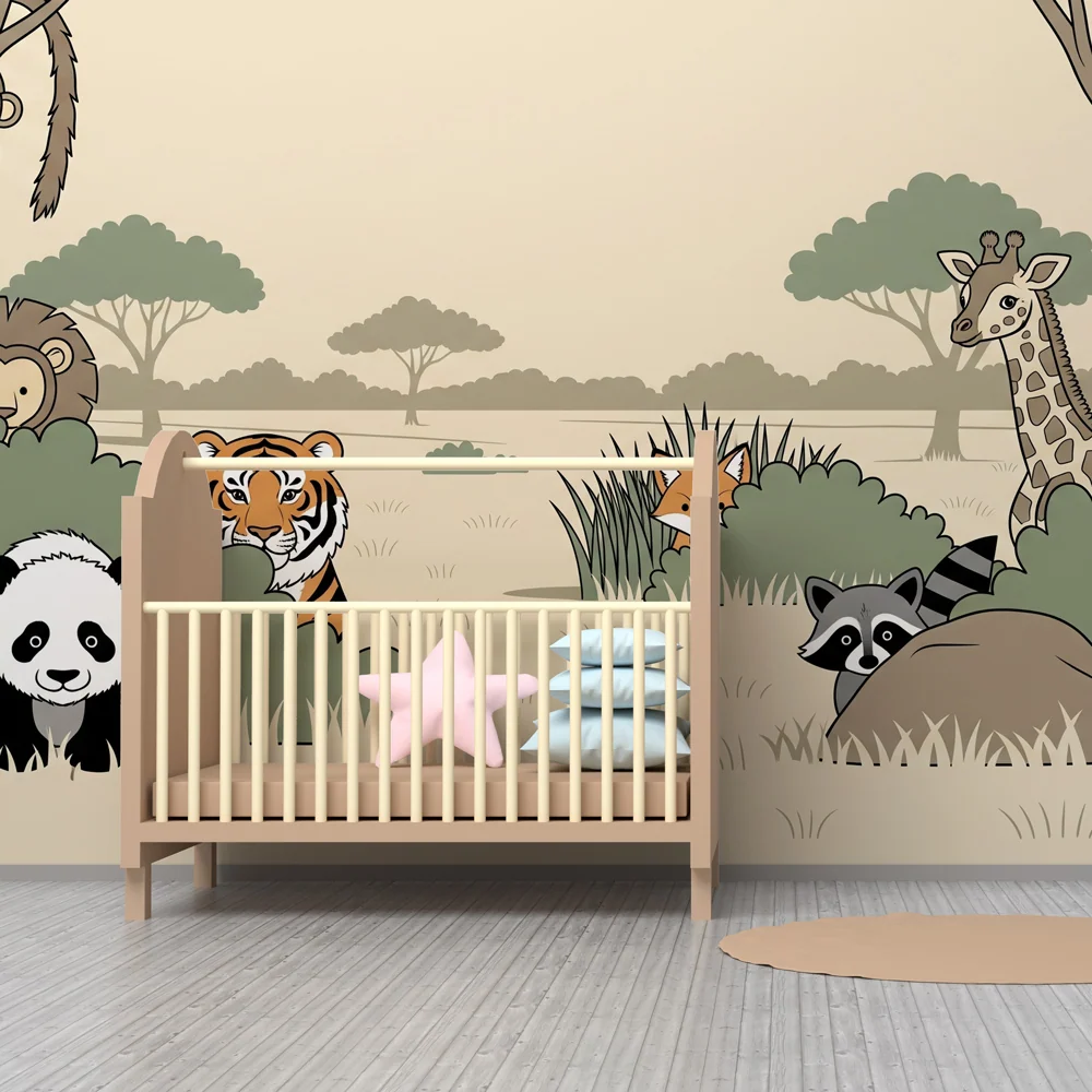 Papel de parede crianç | Safari divertido com animais