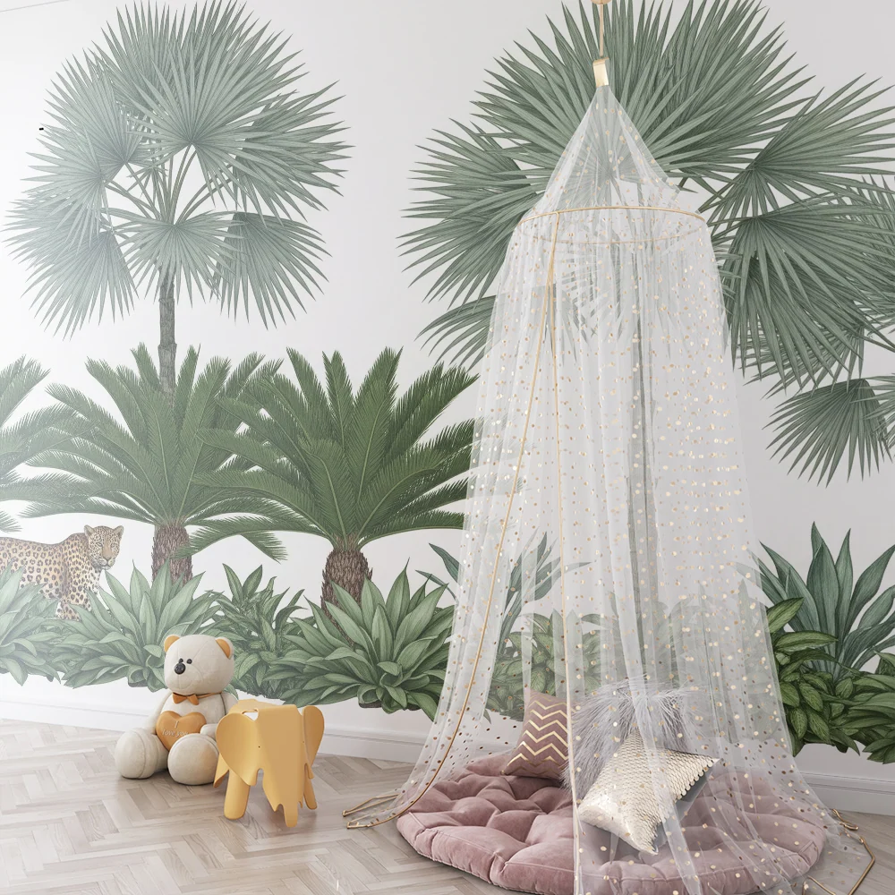 Papel de parede crianç | Selva com leopardo e zebra