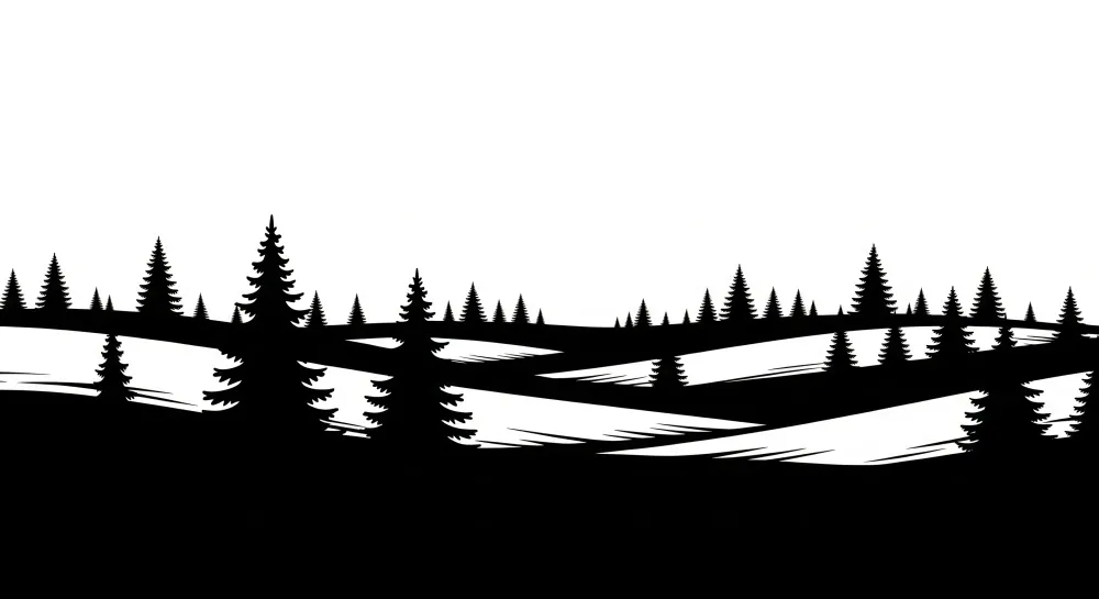 Papel de parede crianç | Silhueta de floresta com pinheiros majestosos