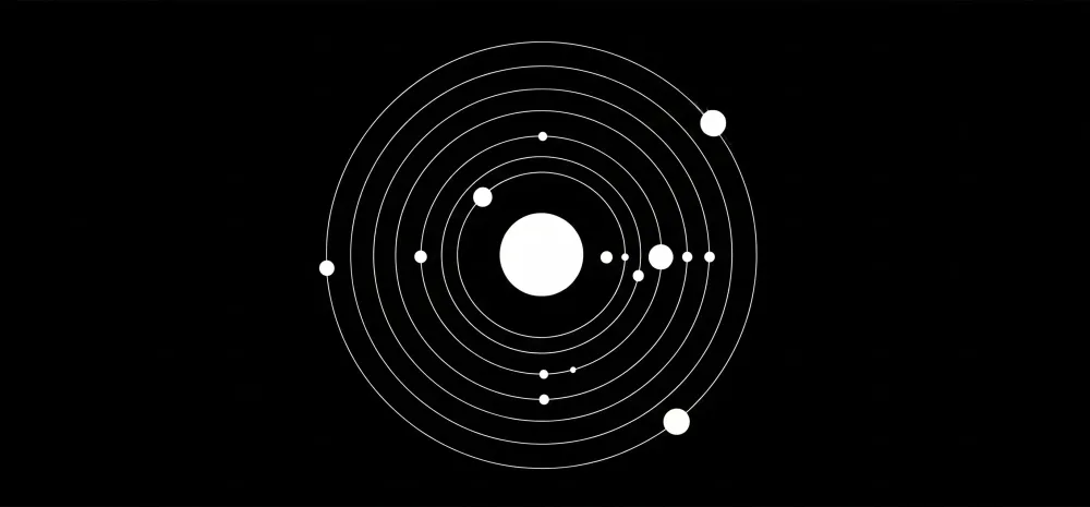 Papel de parede crianç | Sistema solar minimalista em preto e branco