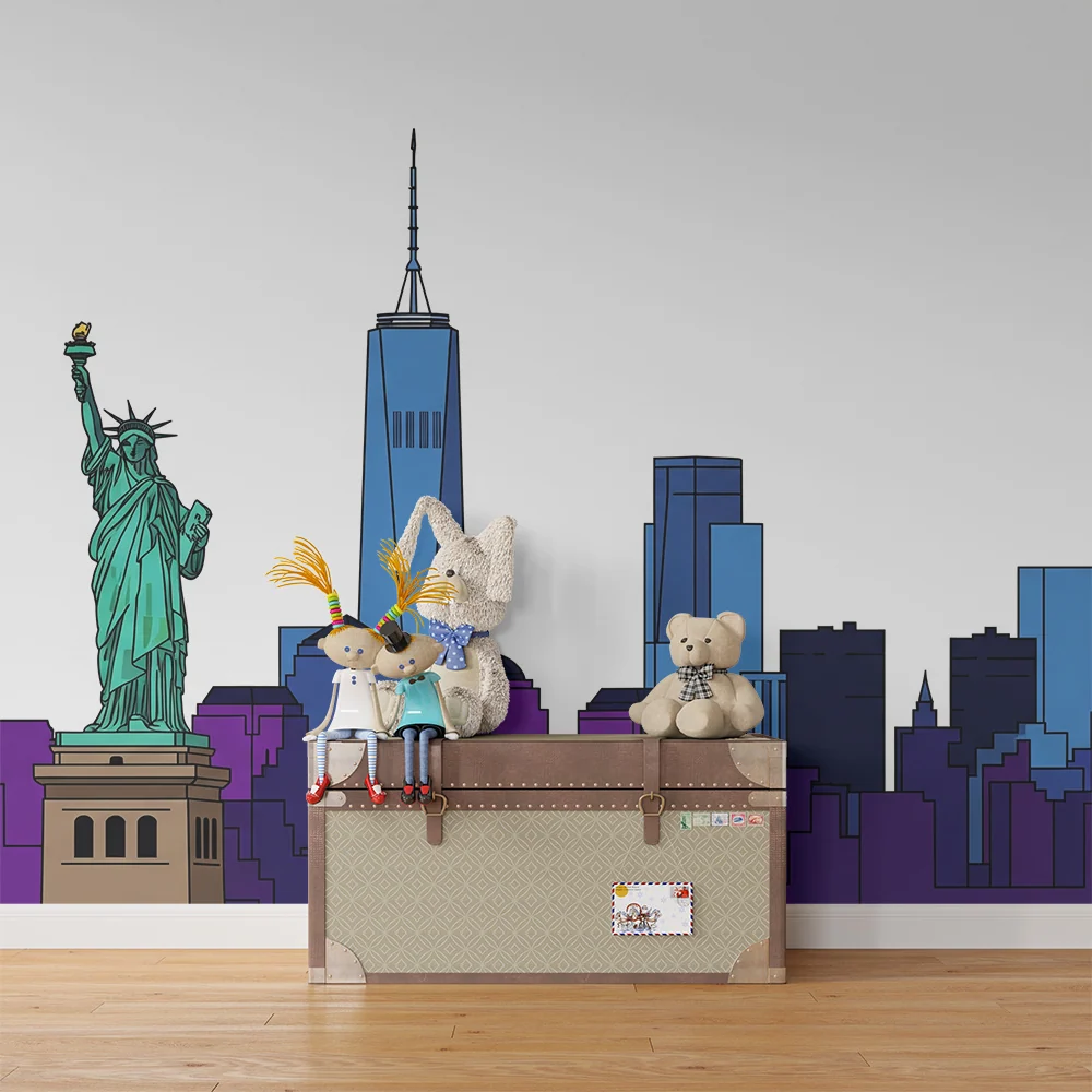 Papel de parede crianç | Skyline de Nova Iorque com Estátua da Liberdade