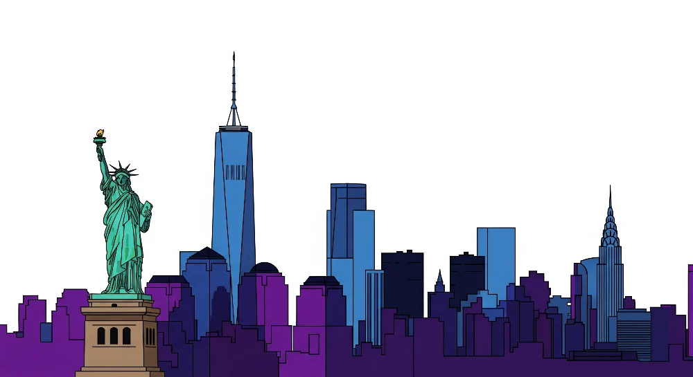 Papel de parede crianç | Skyline de Nova Iorque com Estátua da Liberdade