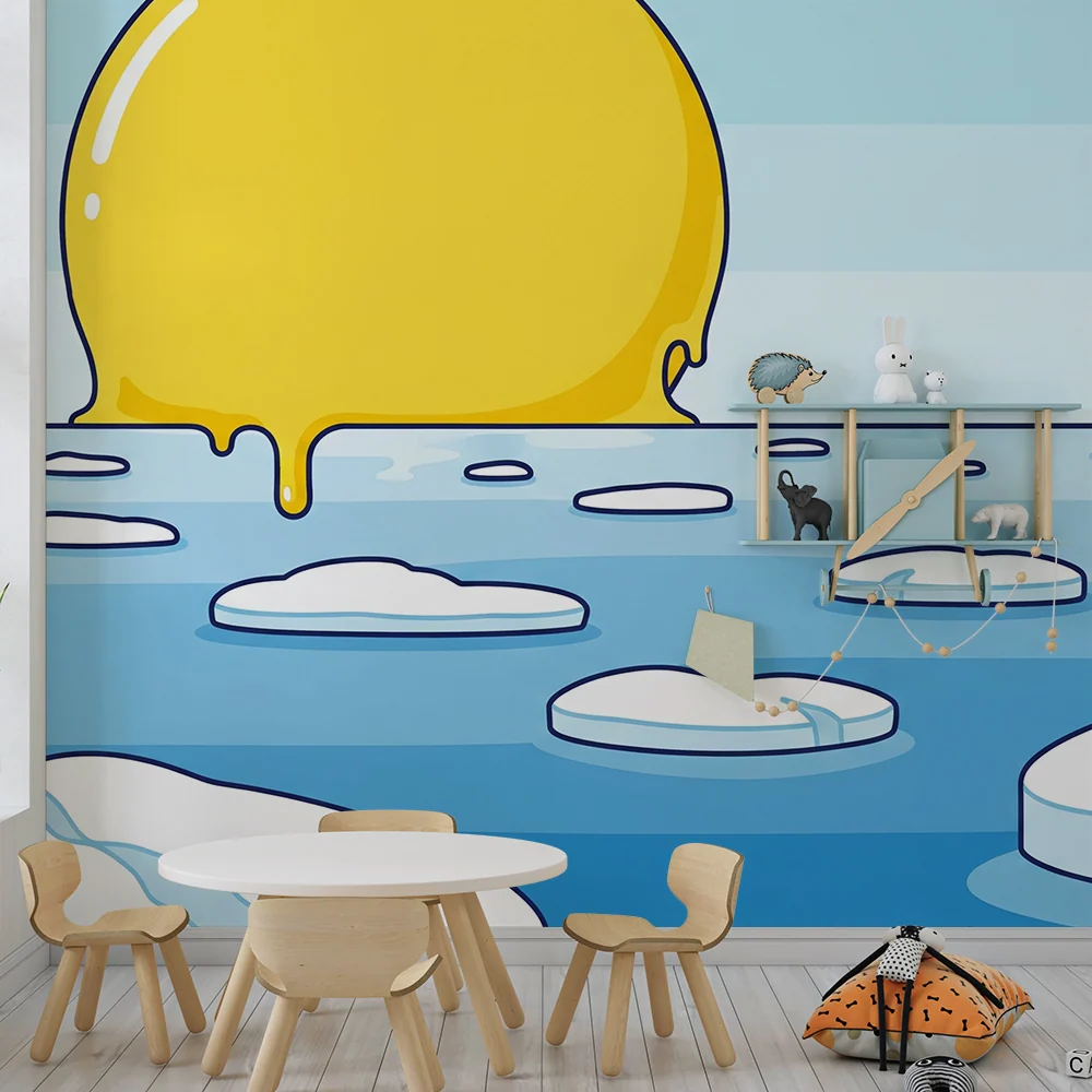 Papel de parede crianç | Sol derreter num oceano de gelo