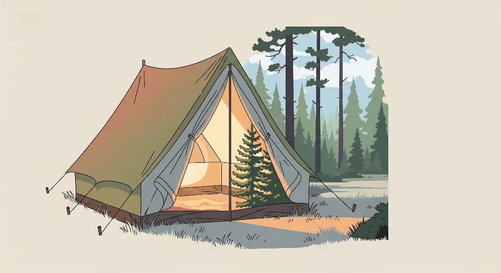 Papel de parede crianç | Tenda de acampamento numa floresta tranquila
