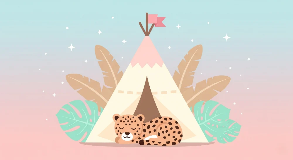 Papel de parede crianç | Tenda e leopardo adormecido