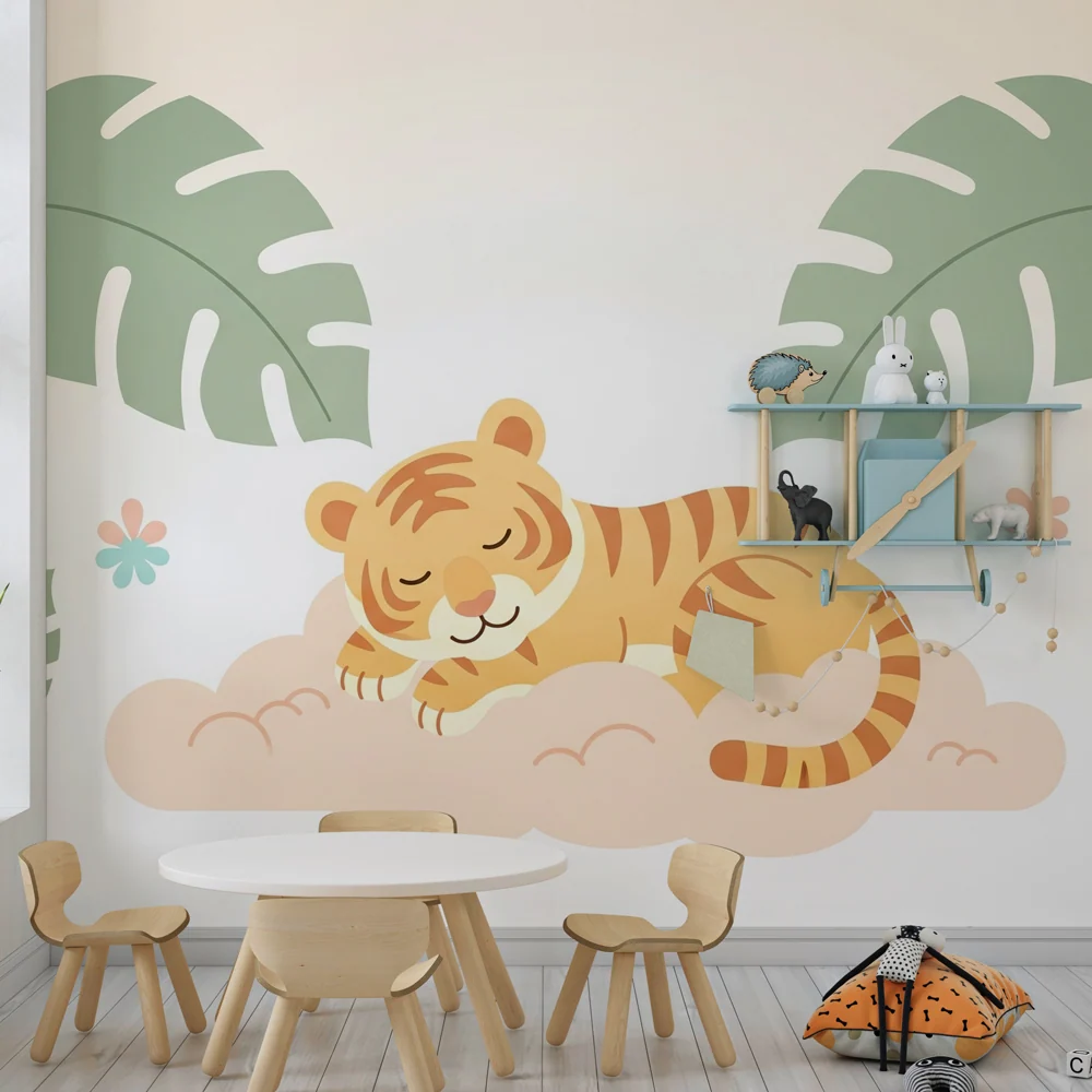 Papel de parede crianç | Tigre adormecido na selva