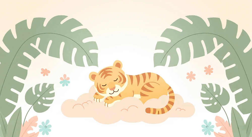 Papel de parede crianç | Tigre adormecido na selva