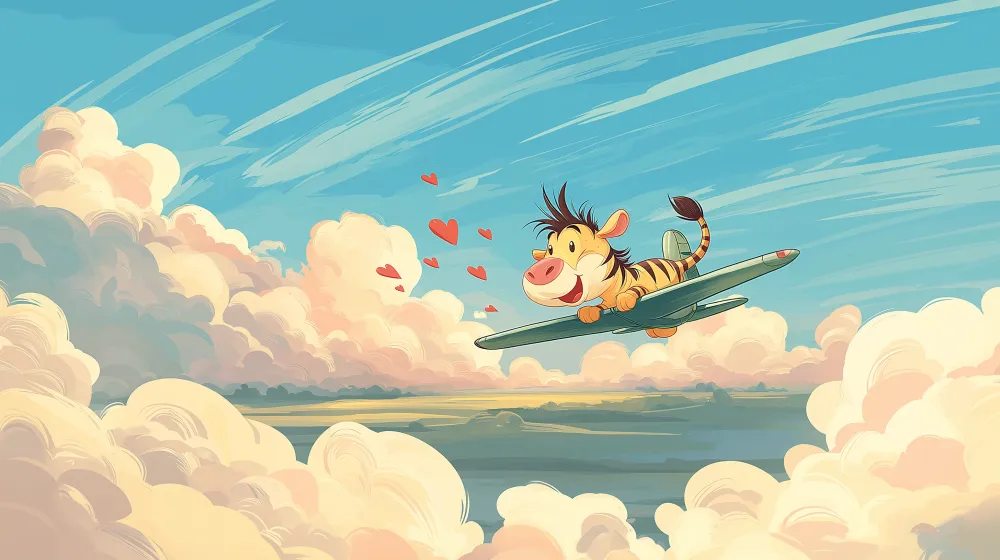 Papel de parede crianç | Tigre aviador no céu