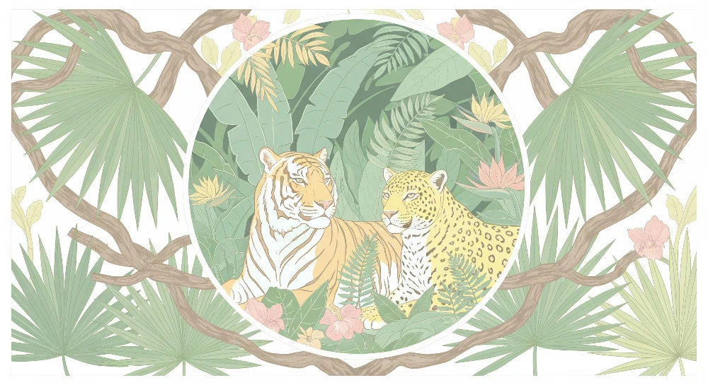 Papel de parede crianç | Tigres e leopardos no coração da selva
