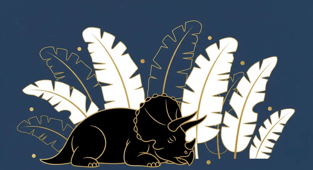 Papel de parede crianç | Triceratops pacífico cercado por folhagens exóticas