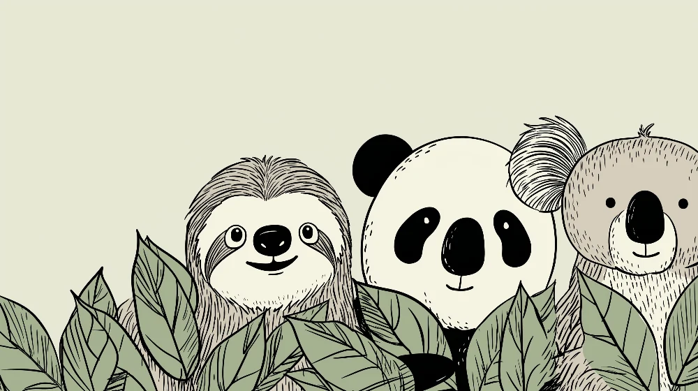 Papel de parede crianç | Três adoráveis animais na selva