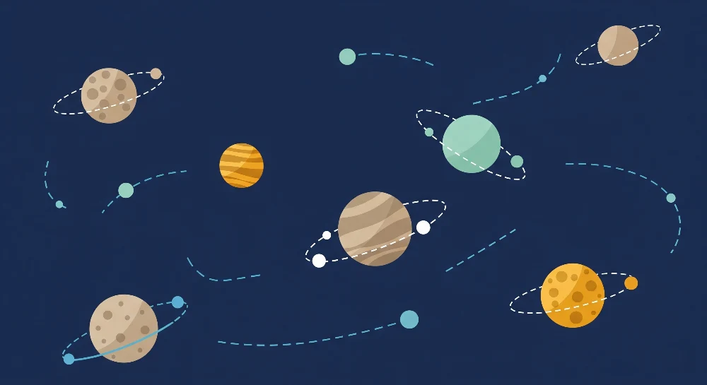 Papel de parede crianç | Universo astral com planetas coloridos
