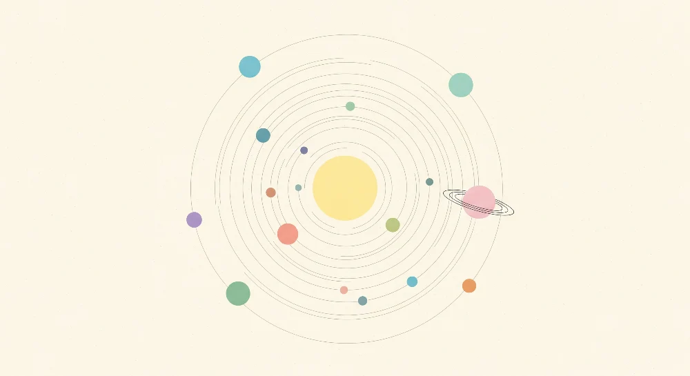 Papel de parede crianç | Universo colorido com planetas e órbitas