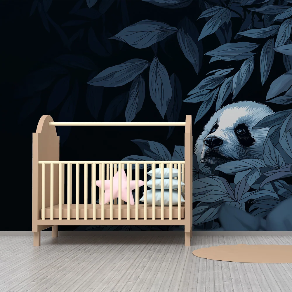 Papel de parede crianç | Urso panda curioso na floresta