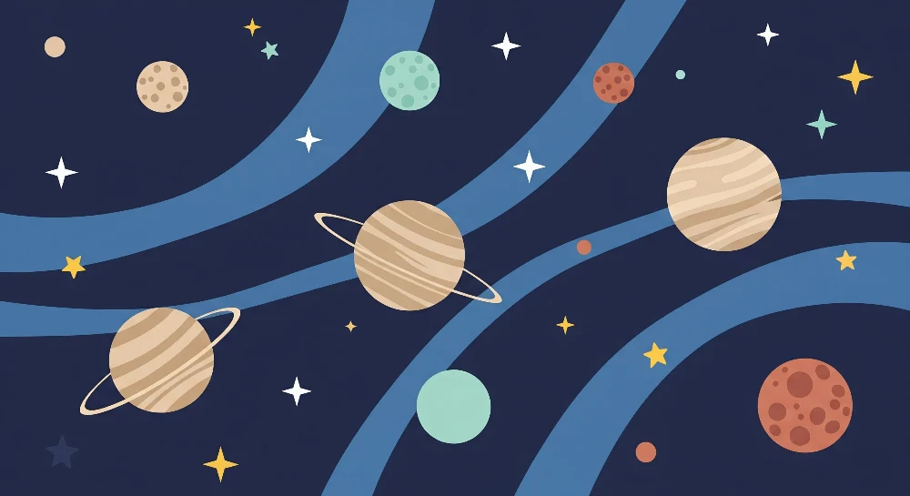 Papel de parede crianç | Viagem intergaláctica com planetas