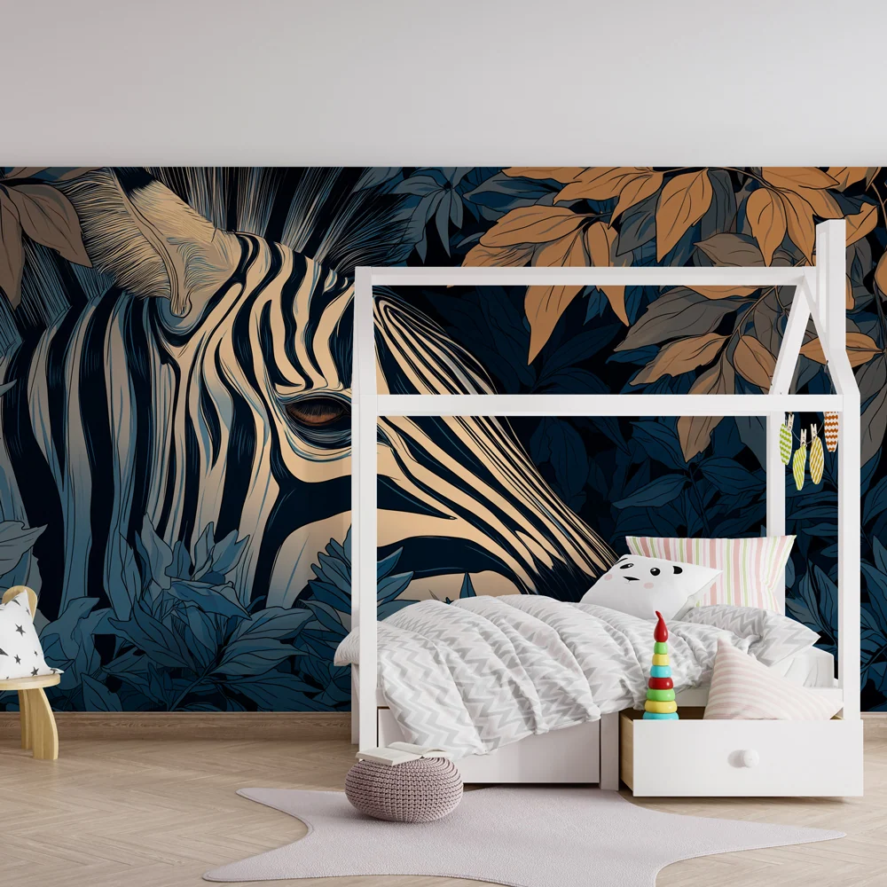 Papel de parede crianç | Zebra escondida na selva