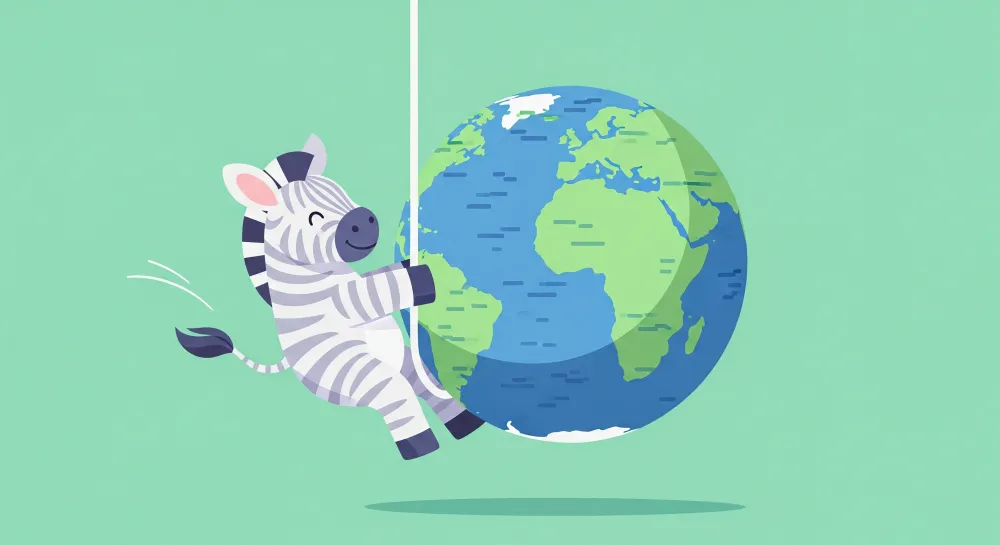 Papel de parede crianç | Zebra feliz pendurada na parede