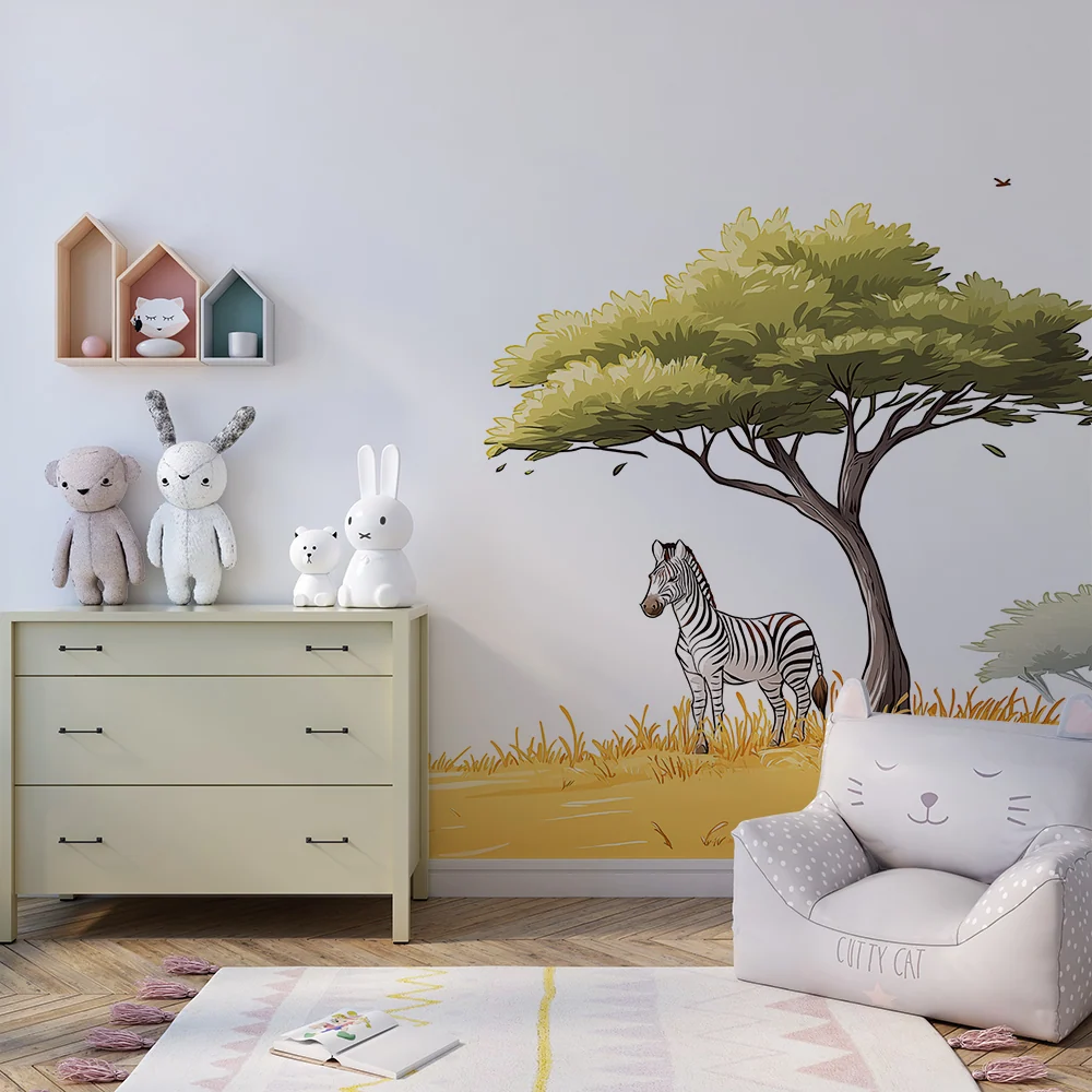 Papel de parede crianç | Zebra majestosa sob uma árvore na savana