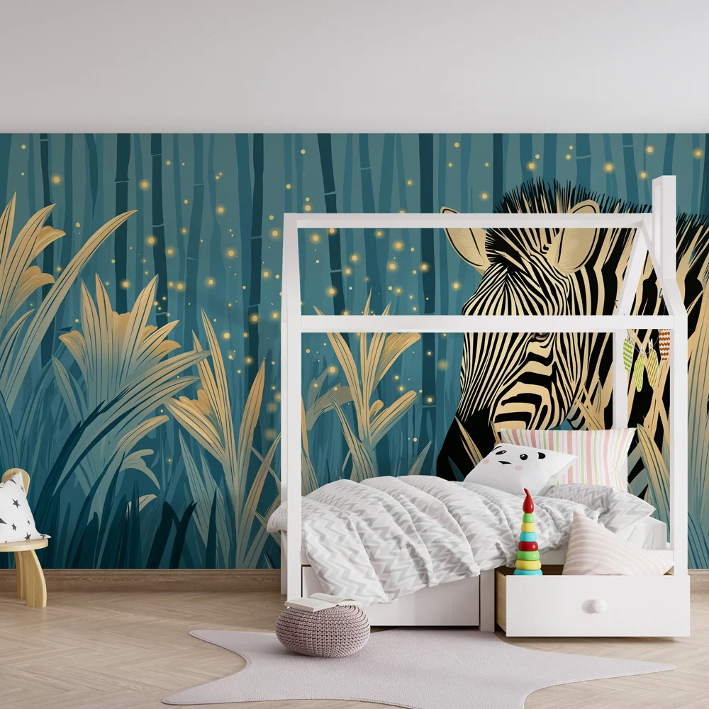 Papel de parede crianç | Zebra na selva encantada