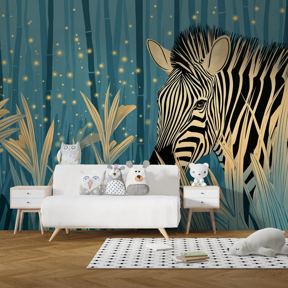 Papel de parede crianç | Zebra na selva encantada
