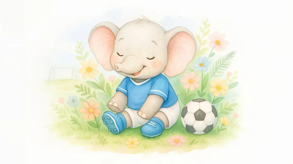 Papel de parede elefante jogador | Decoração de parede infantil