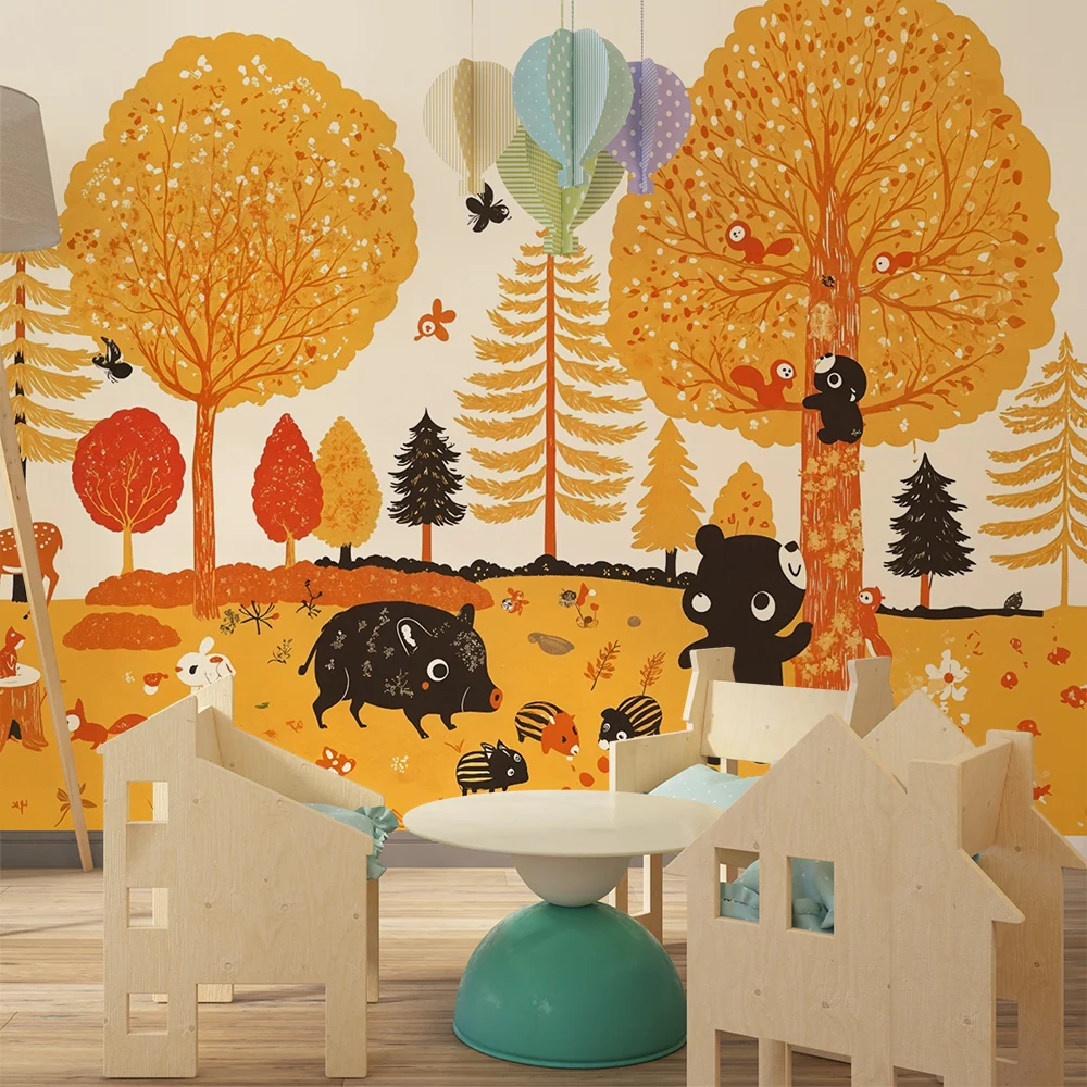 Papel de parede floresta encantada | Decoração de parede para crianças