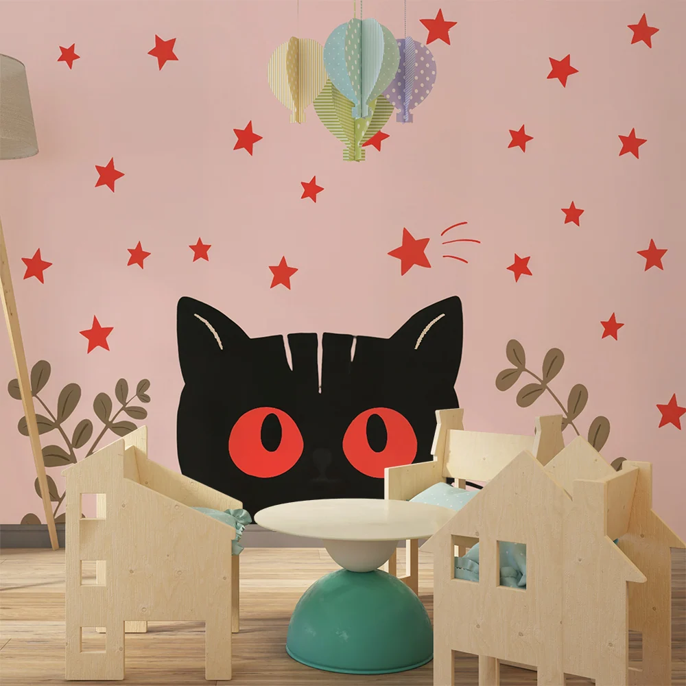 Papel de parede Gato e Estrelas | Design lúdico