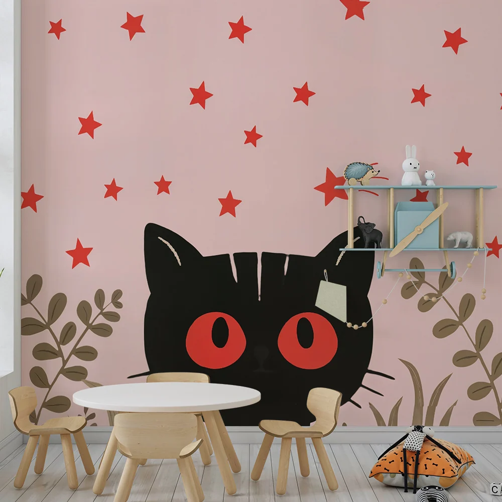 Papel de parede Gato e Estrelas | Design lúdico