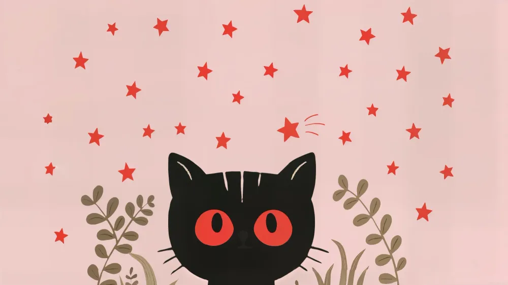 Papel de parede Gato e Estrelas | Design lúdico