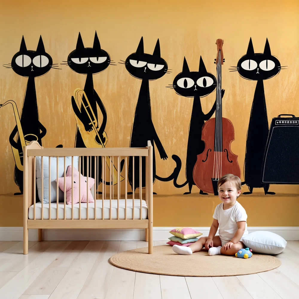 Papel de parede gatos músicos | Jazz divertido