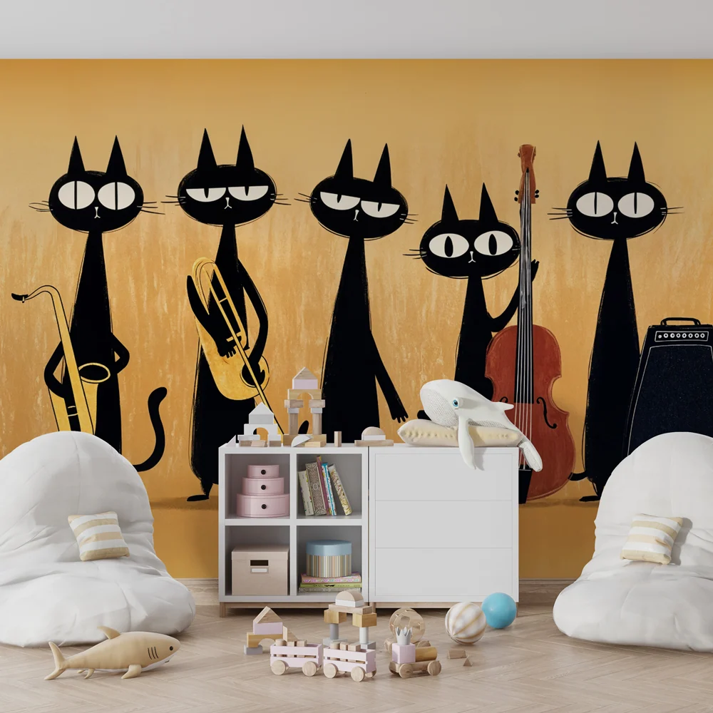 Papel de parede gatos músicos | Jazz divertido