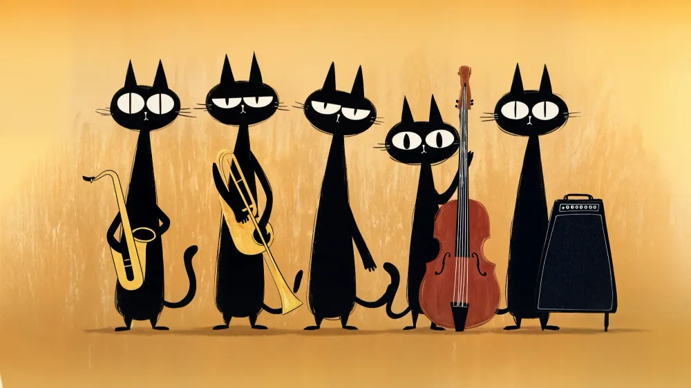 Papel de parede gatos músicos | Jazz divertido