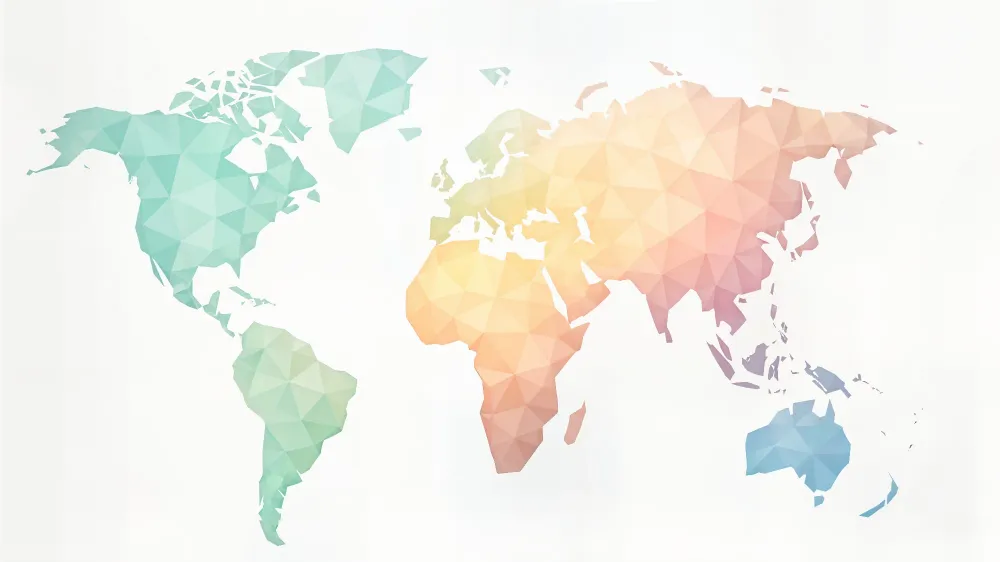 Papel de parede geométrico do mundo | Mapa em degradê de tons pastel