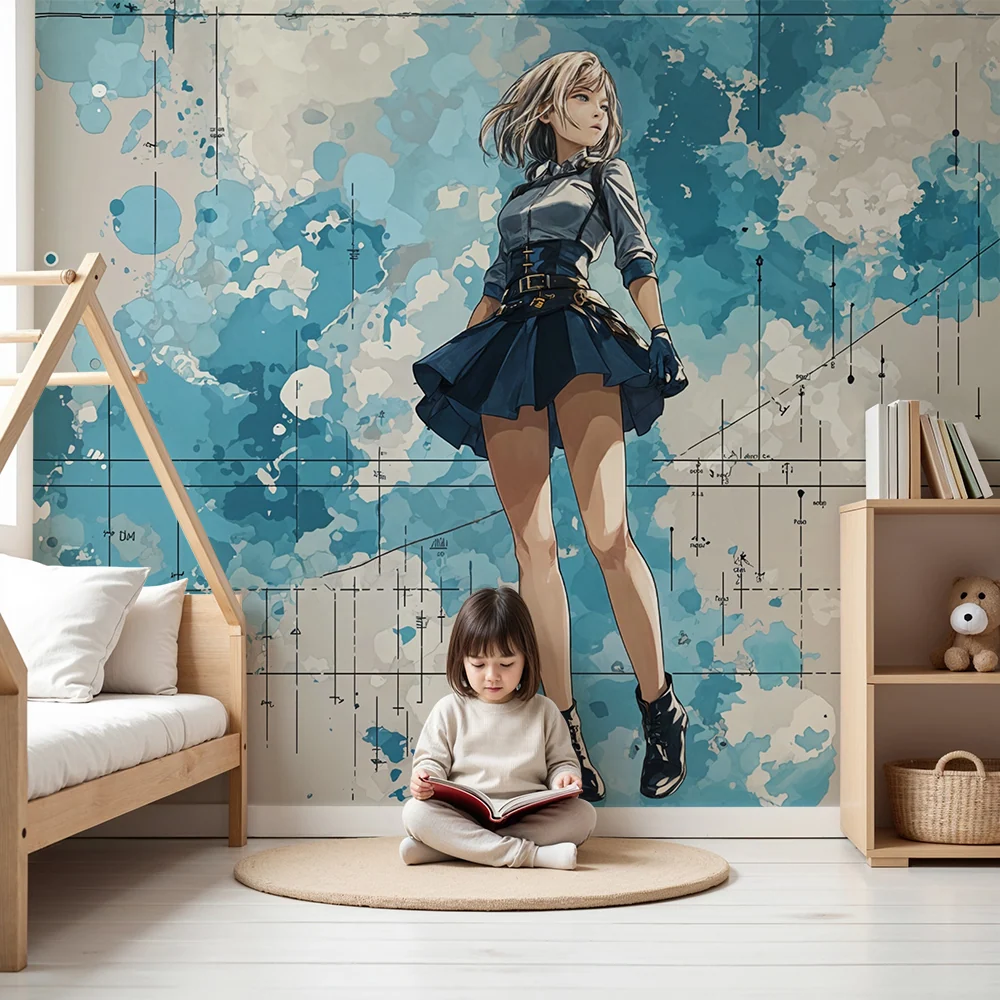 Papel de parede moderno | Design artístico azul