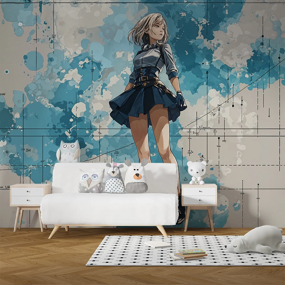 Papel de parede moderno | Design artístico azul