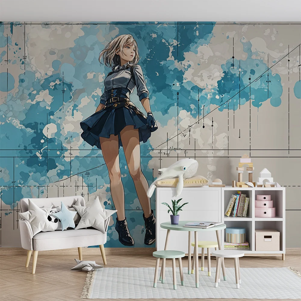 Papel de parede moderno | Design artístico azul