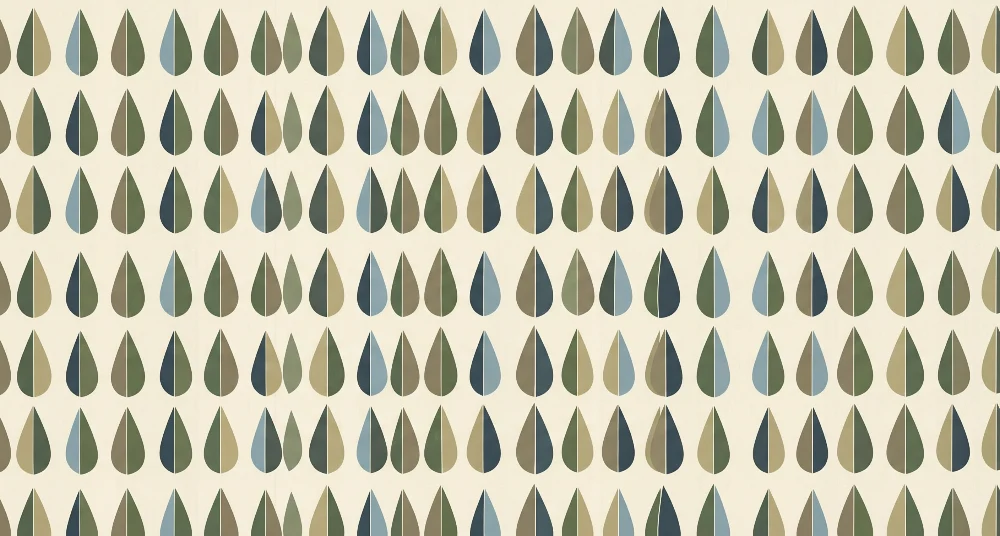Papel de parede para quarto de bebé | Padrão de gotas de chuva em tons naturais